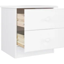 Mesita de noche Tini 2 cajones madera maciza de pino 41x41x35 cm