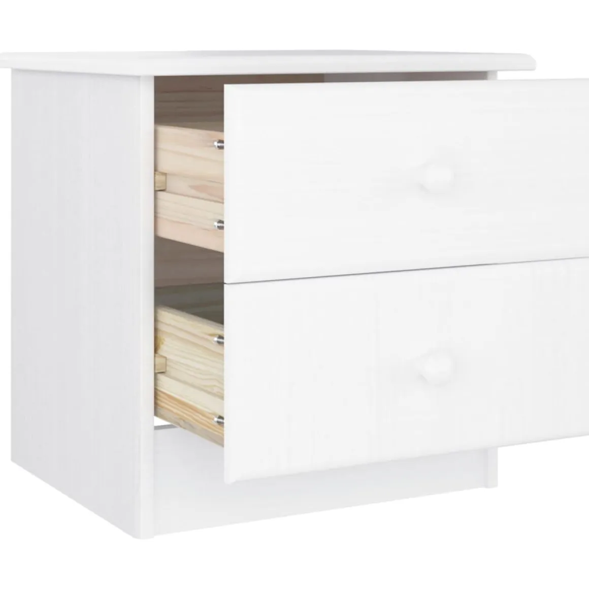 Mesita de noche Tini 2 cajones madera maciza de pino 41x41x35 cm