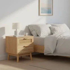 Mesita de noche Trend 2 cajones natural 48x40x39 cm