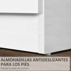 Mesita de noche Varego Homcom 3 cajones blanco 58x40x35 cm