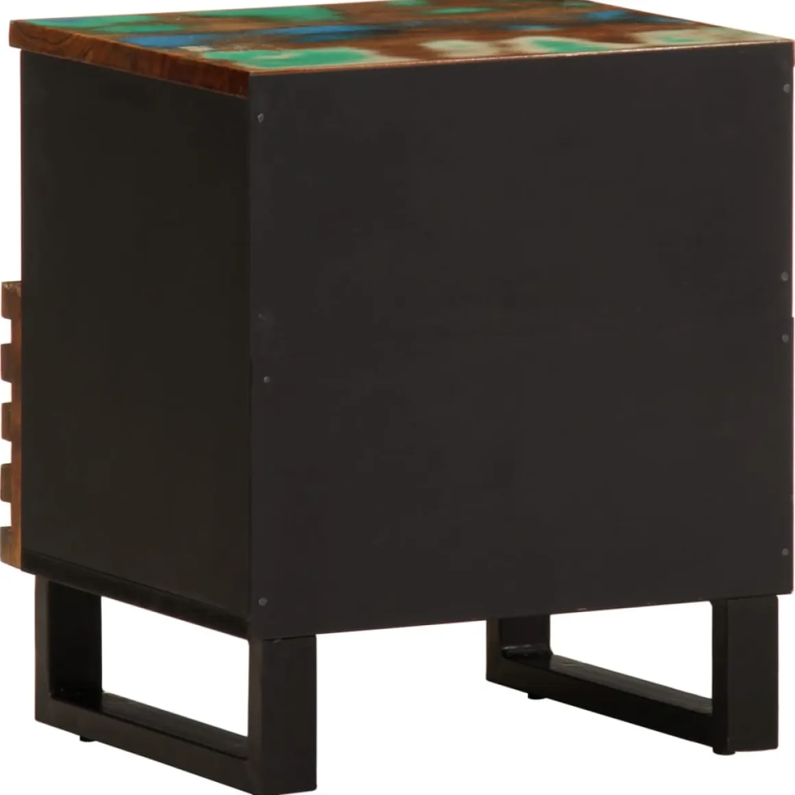 Mesita de noche Yuca 1 cajón + compartimento madera reciclada multicolor 46x40x34 cm