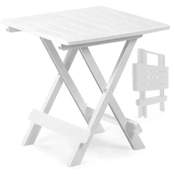 Mesita de terraza Adige resina plegable blanco 50x44x44 cm