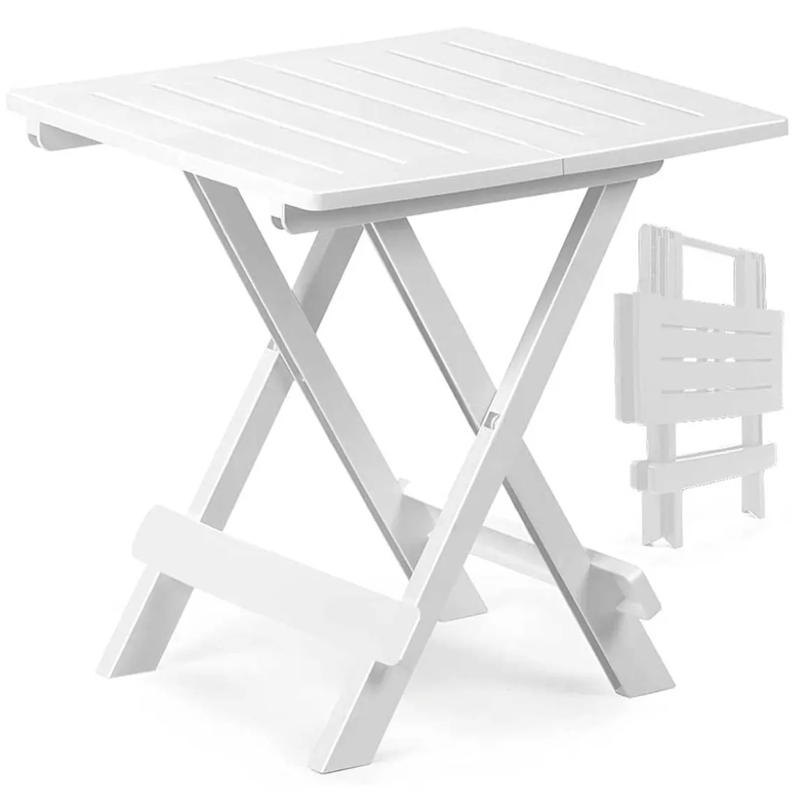 Mesita de terraza Adige resina plegable blanco 50x44x44 cm