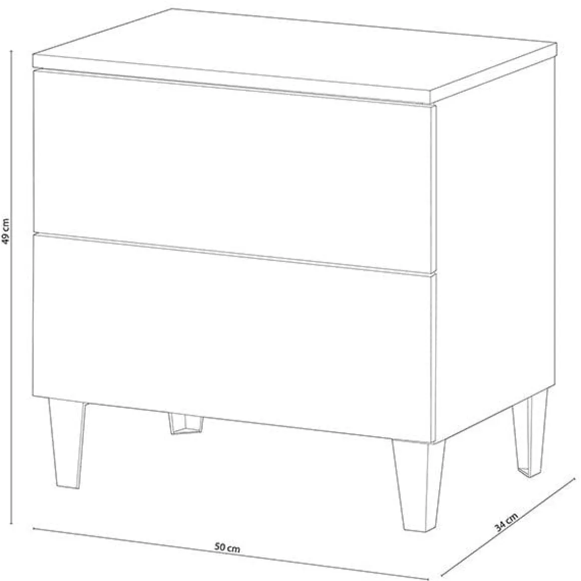 Mesita Diva 2 cajones blanco brillo 49x50x34 cm