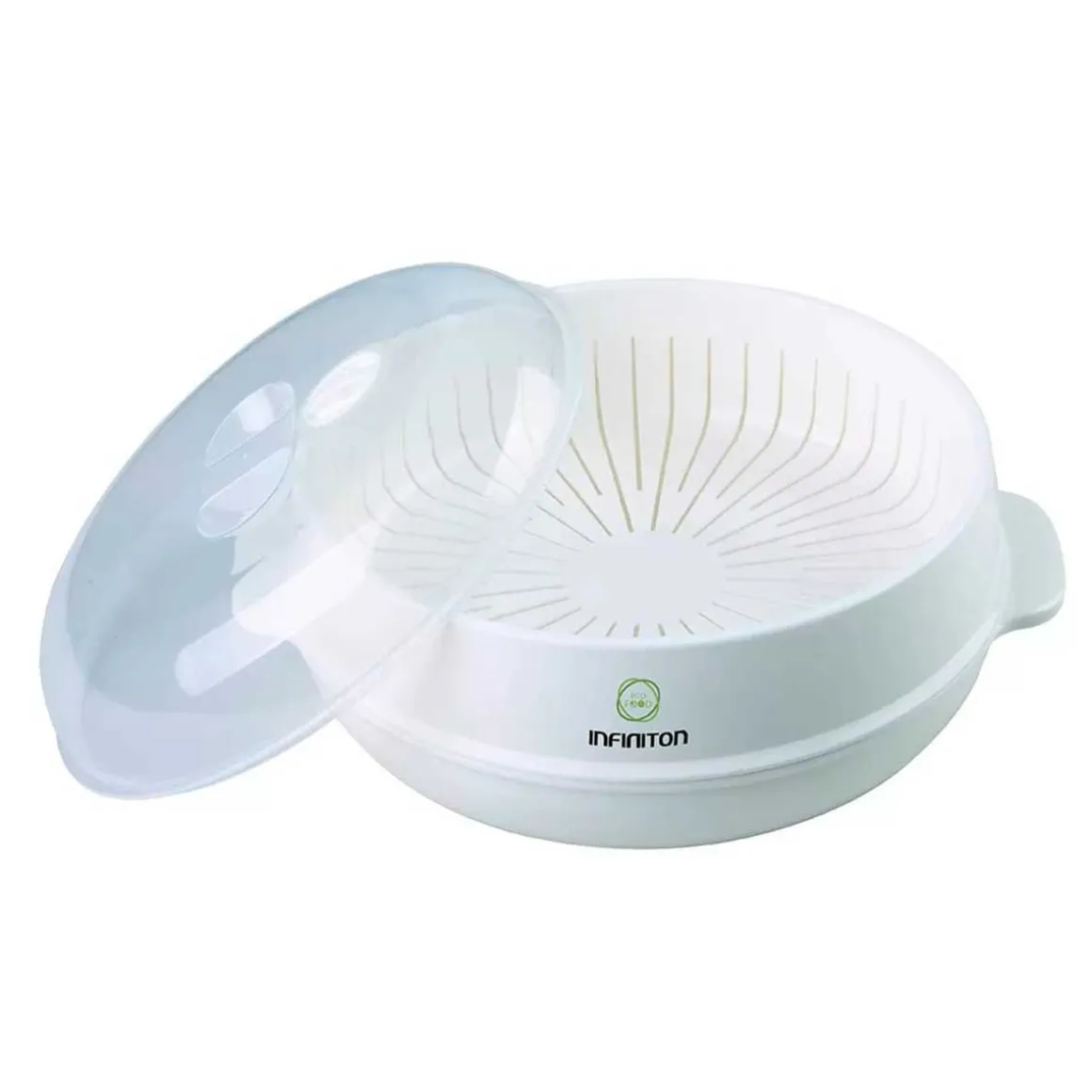 Microondas Infiniton MW-S710 800W 20L 8 modos puerta de cristal con vaporera blanco/madera