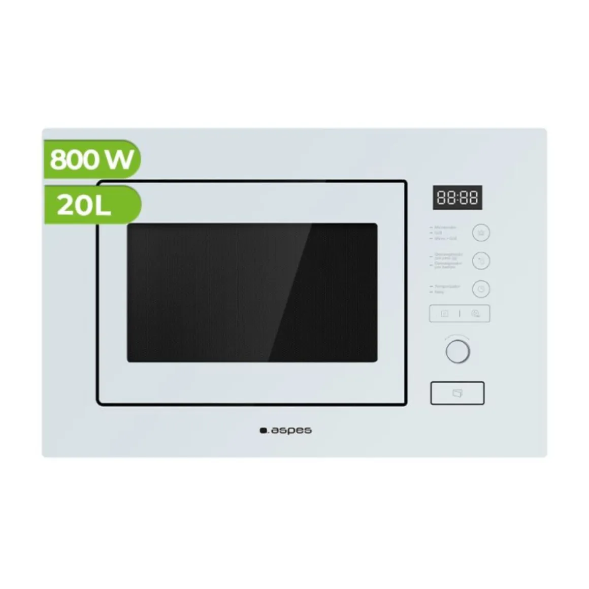 Microondas integrable Aspes AMWI2800DGB 800W 20L con grill blanco