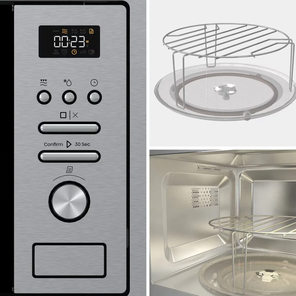Microondas integrable Hisense BIM320G41X 1000W 20L 15 programas + Grill inox