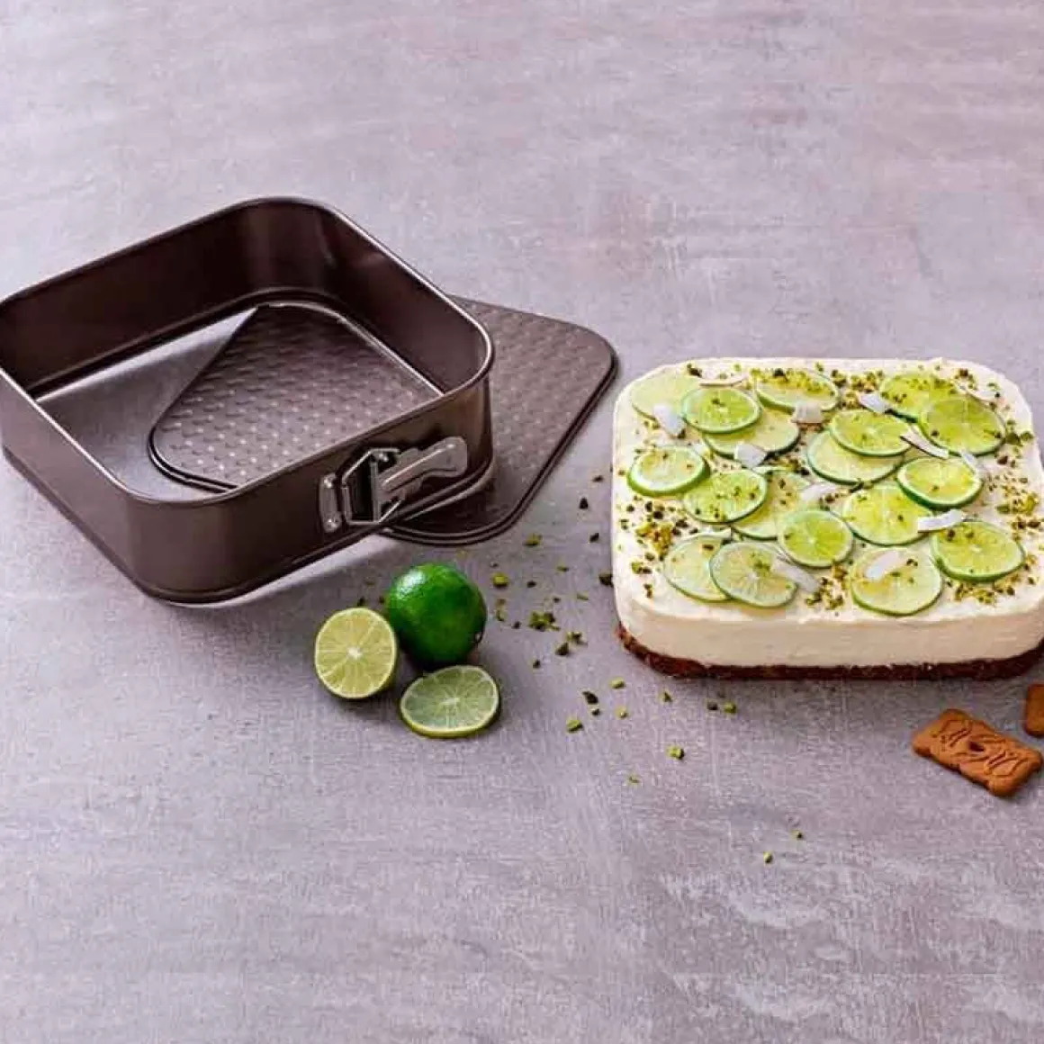 Molde cuadrado desmontable Asimetría Pyrex antiadherente inox 7x24x24 cm