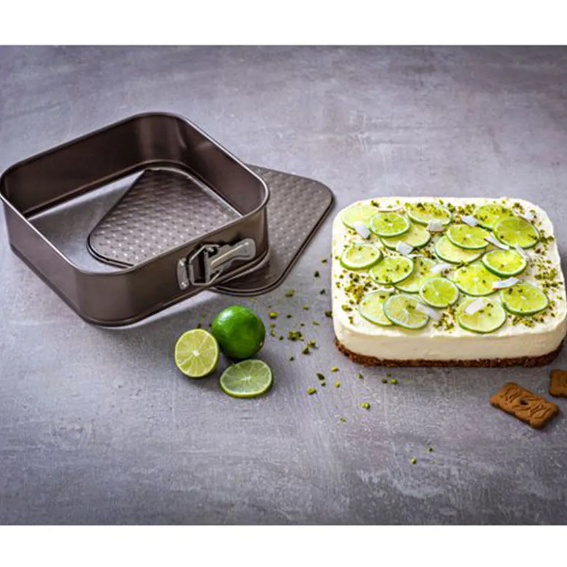 Molde desmontable de repostería forma cuadrada antiadherente Ø24 cm