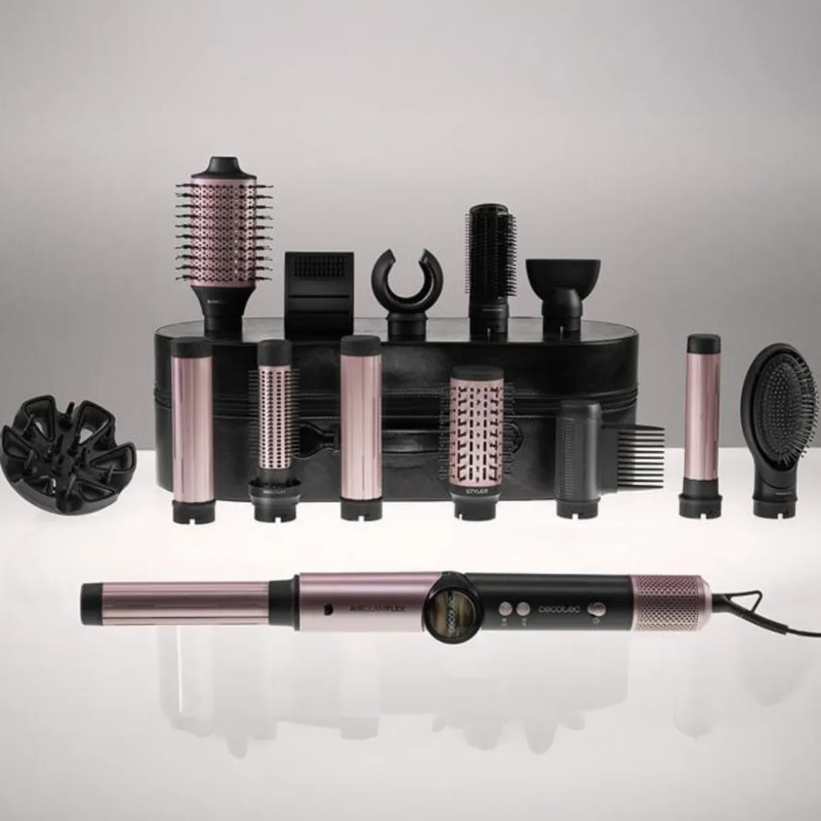 Moldeador de pelo Cecotec AirGlam 14in1 Flex 14 accesorios con pantalla digital negro