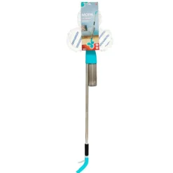 Mopa con 3 gamuzas+depósito de agua azul/inox 120 cm