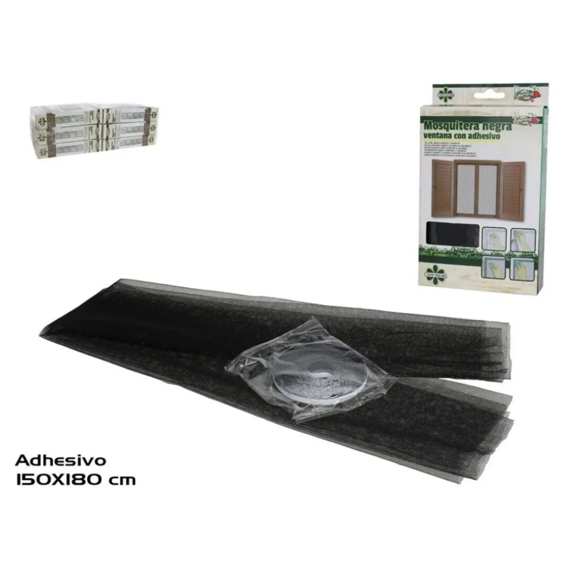 Mosquitera adhesiva para ventanas negro 150x180 cm