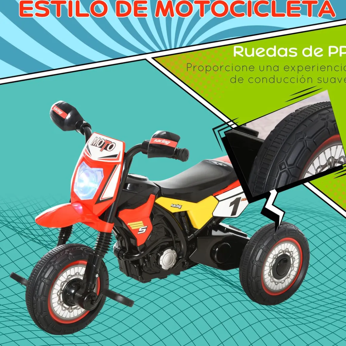 Moto correpasillos infantil Homcom para niños de +18 meses rojo