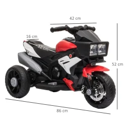 Moto eléctrica Broom Homcom con luces + bocina + música rojo 52x86x42 cm