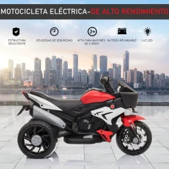 Moto eléctrica Broom Homcom con luces + bocina + música rojo 52x86x42 cm