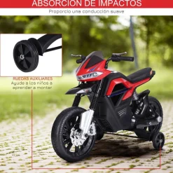 Moto eléctrica Homcom 3km/h con luces y sonido +3A rojo 62,3x52,3x105 cm
