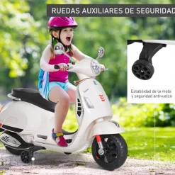 Moto eléctrica infantil con luces LED +3A blanco 75,5x50,5x102 cm