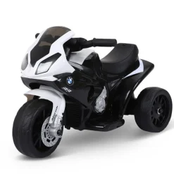 Moto eléctrica infantil Homcom licencia BMW S1000RR 3 ruedas +18 meses blanco/negro 44x66x37 cm
