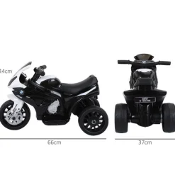 Moto eléctrica infantil Homcom licencia BMW S1000RR 3 ruedas +18 meses blanco/negro 44x66x37 cm