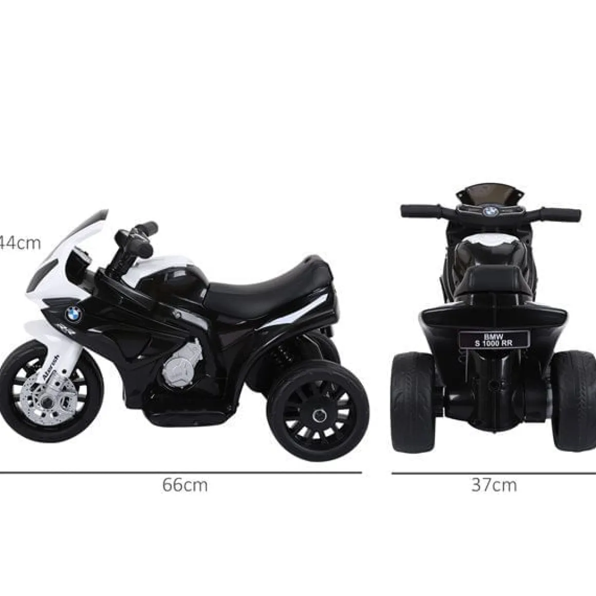 Moto eléctrica infantil Homcom licencia BMW S1000RR 3 ruedas +18 meses blanco/negro 44x66x37 cm