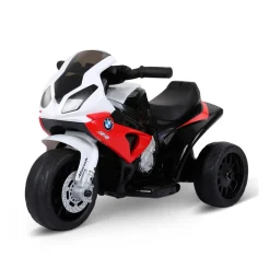 Moto eléctrica infantil Homcom con licencia BMW S 1000 RR con luces y música +2A rojo/negro 44x37x66 cm