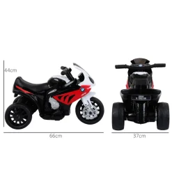 Moto eléctrica infantil Homcom con licencia BMW S 1000 RR con luces y música +2A rojo/negro 44x37x66 cm