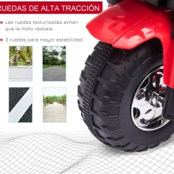 Moto eléctrica infantil Homcom 3 ruedas con bocina + faro 1-3 años 56x72x57 cm