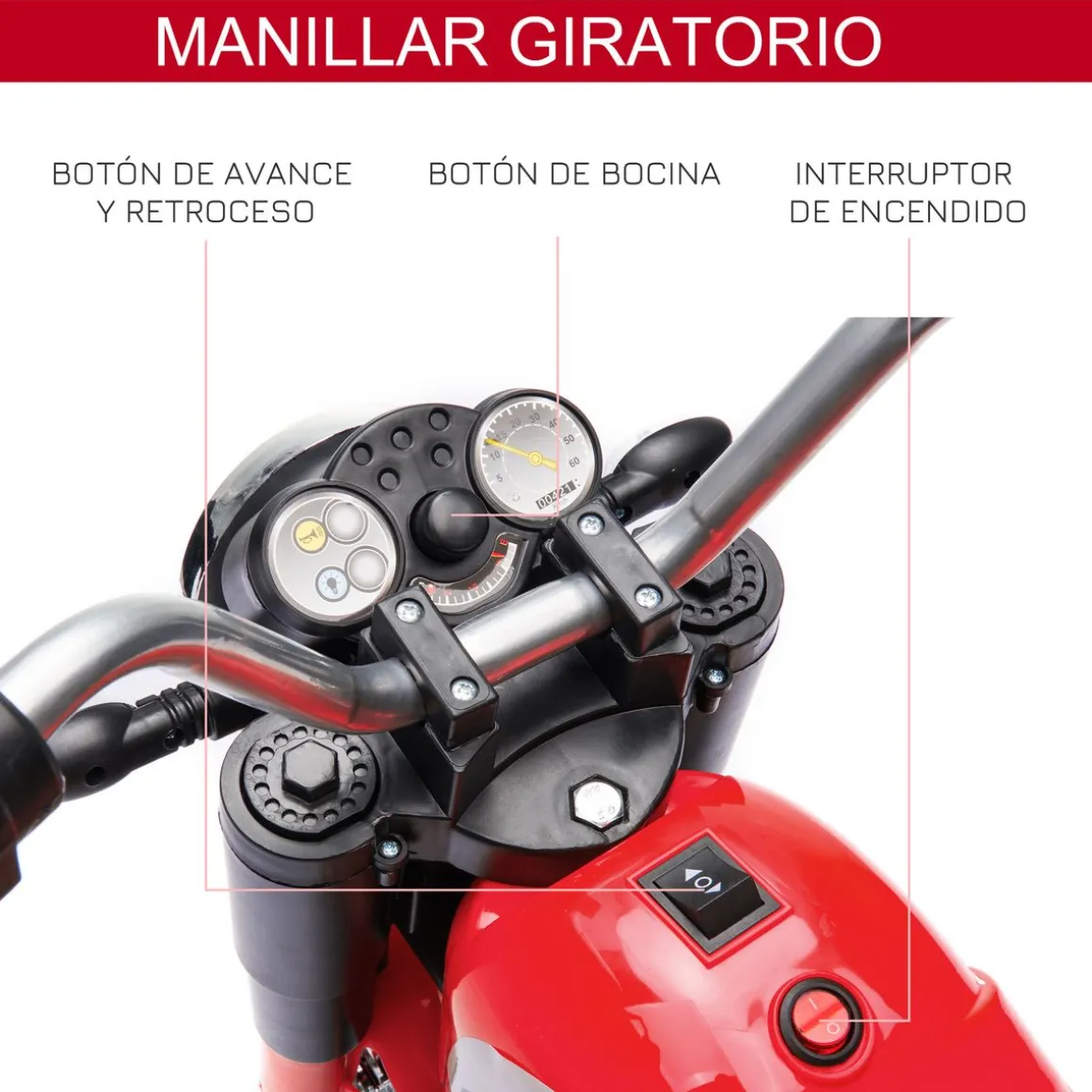 Moto eléctrica infantil Homcom 3 ruedas con bocina + faro 1-3 años 56x72x57 cm