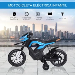 Moto eléctrica infantil Homcom con luces+música +3A azul 62,3x52,3x105 cm
