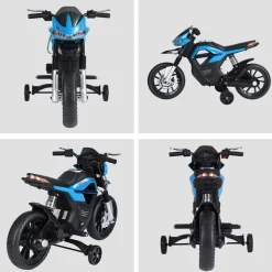 Moto eléctrica infantil Homcom con luces+música +3A azul 62,3x52,3x105 cm