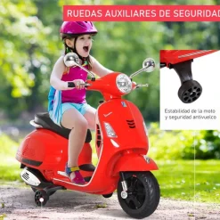 Moto Eléctrica Infantil Licencia Vespa +3A rojo 102x50,5x75,5 cm