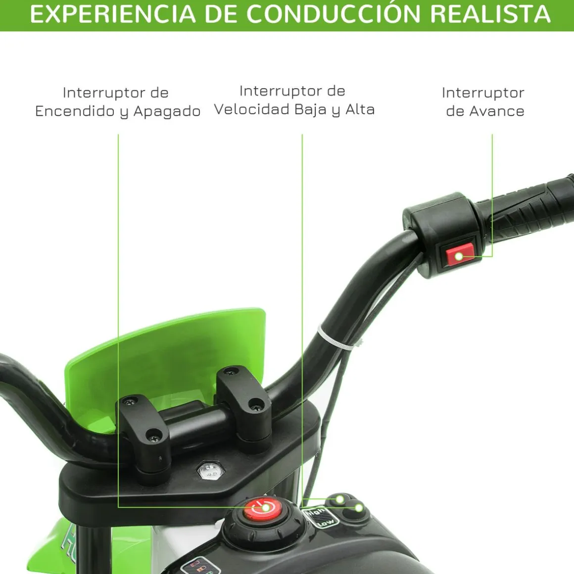 Moto eléctrica Speed Homcom con ruedines +3A 68x106,5x51,5 cm