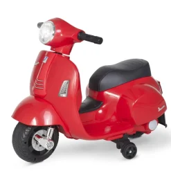 Moto eléctrica Vespa Homcom con luz+ruedines 18-36M rojo 52x38x66,5 cm