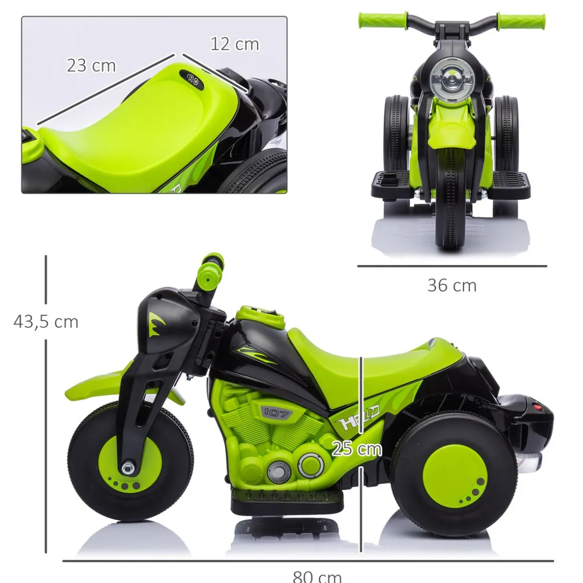 Moto infantil Aiyaplay con música 3km/h +2A 43,5x80x36 cm