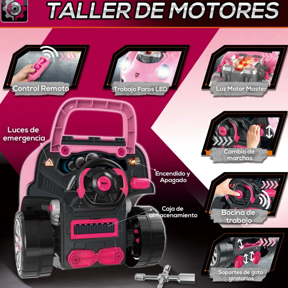 Motor de juguete Homcom 61 piezas +3A 47x40x39 cm