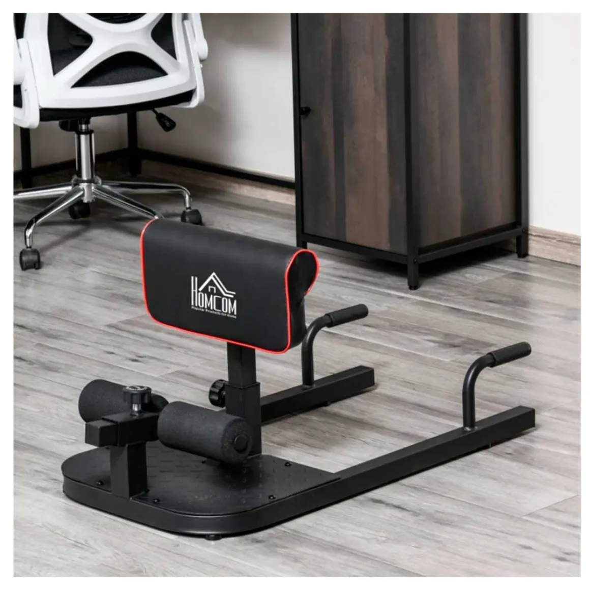 Máquina de sentadillas Homcom 3 en 1 negro 44,5/56,5x50x97 cm