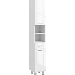 Mueble auxiliar Air Kleankin con cajón + estante + 2 armarios blanco brillo 180x30x30 cm