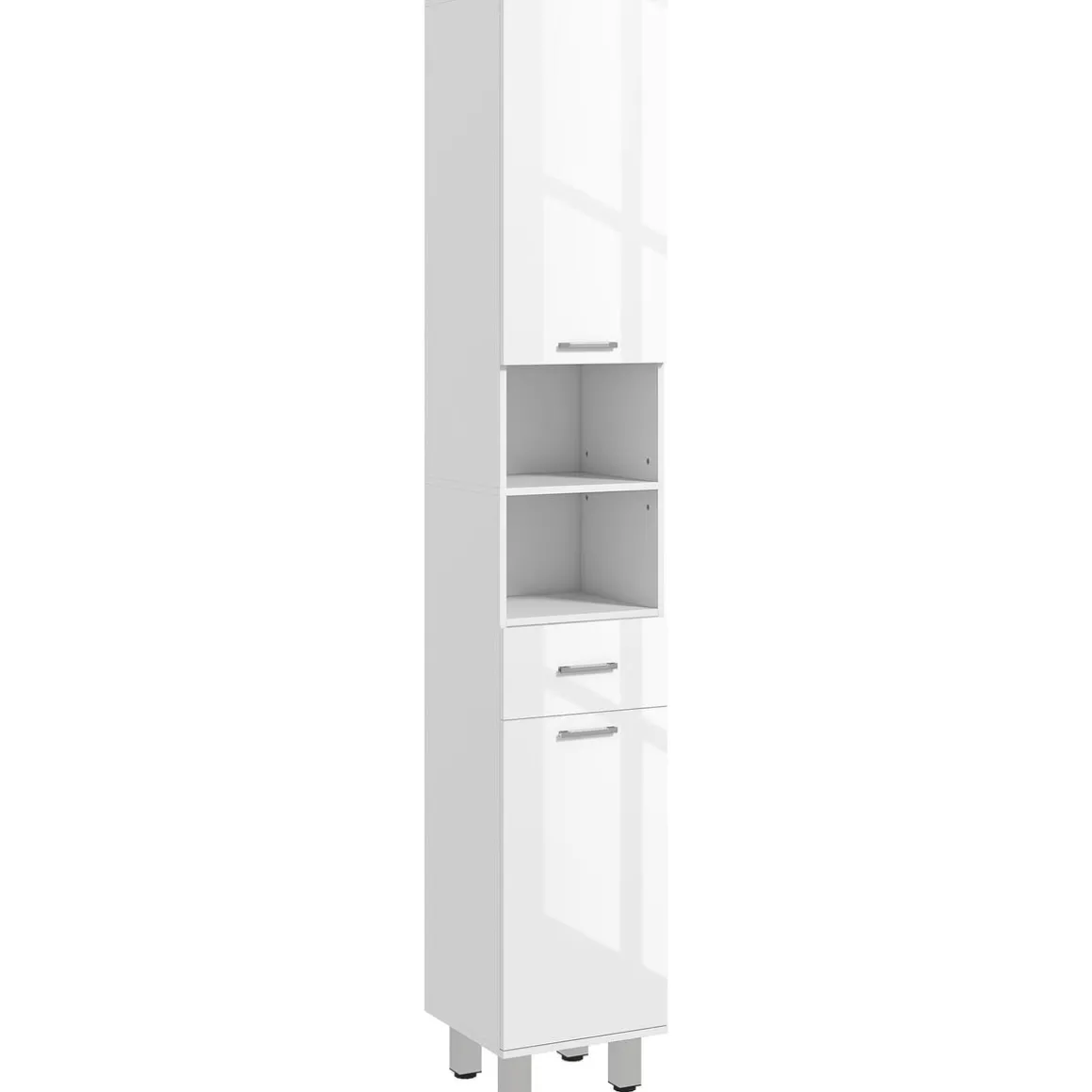 Mueble auxiliar Air Kleankin con cajón + estante + 2 armarios blanco brillo 180x30x30 cm