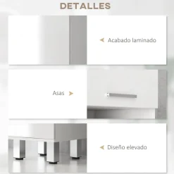 Mueble auxiliar Air Kleankin con cajón + estante + 2 armarios blanco brillo 180x30x30 cm