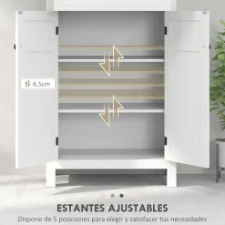Mueble auxiliar Artemisa Homcom 2 puertas + cajón blanco 102,5x60x30 cm
