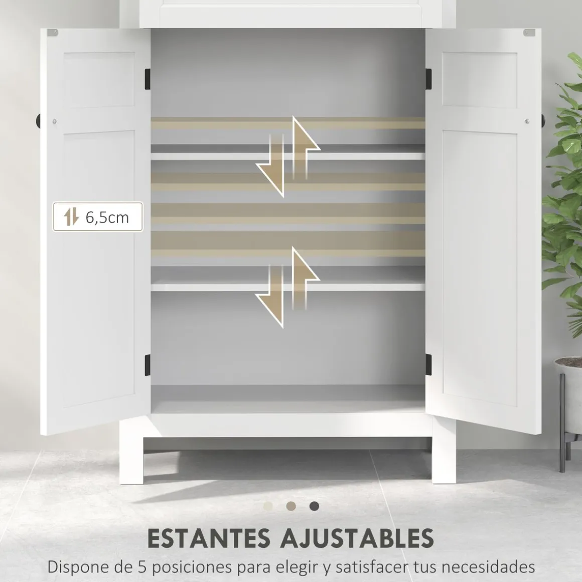 Mueble auxiliar Artemisa Homcom 2 puertas + cajón blanco 102,5x60x30 cm