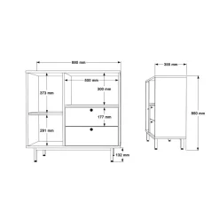 Mueble auxiliar Colima 1 puerta y 2 cajones blanco 85x88x35,5 cm