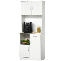 Mueble auxiliar de cocina Homcom 3 armarios+1 cajón blanco 178x71x41 cm