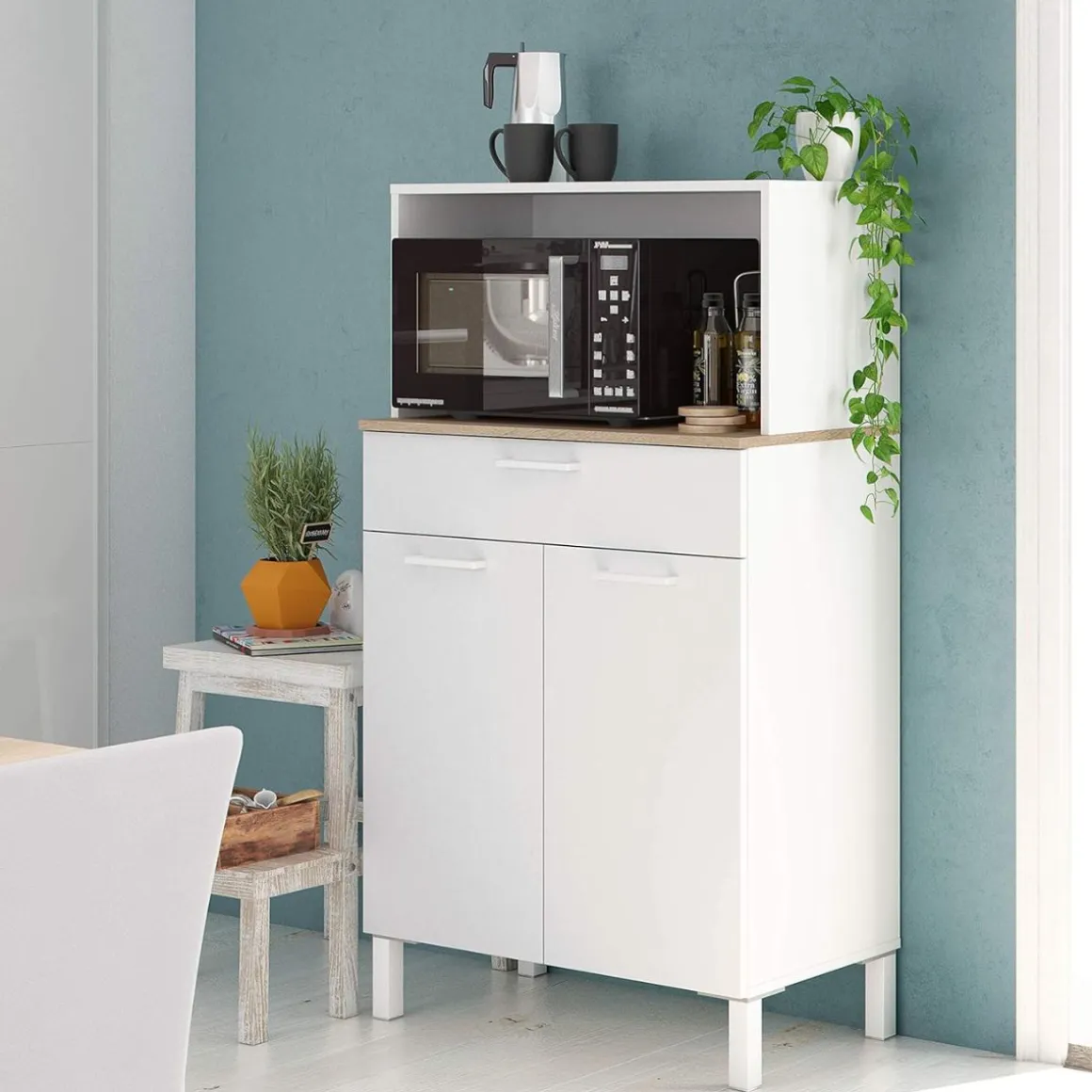 Mueble auxiliar de cocina Fast blanco artik/roble Canadian 126x72x40 cm