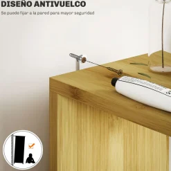 Mueble auxiliar Dhea Homcom 2 armarios + 2 estantes natural 120x18x30 cm
