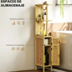 Mueble auxiliar Dhea Homcom 2 armarios + 2 estantes natural 120x18x30 cm