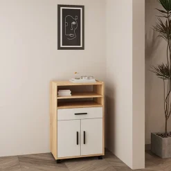 Mueble auxiliar Elba Mauvella 2 puertas + cajón blanco/natural 92x59x39,6 cm