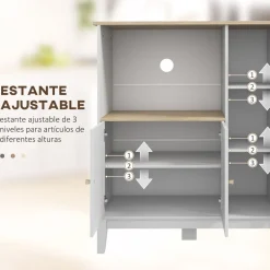 Mueble auxiliar Elianor Homcom 3 puertas con compartimento abierto blanco 97x80x35 cm