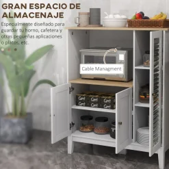 Mueble auxiliar Elianor Homcom 3 puertas con compartimento abierto blanco 97x80x35 cm