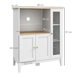 Mueble auxiliar Elianor Homcom 3 puertas con compartimento abierto blanco 97x80x35 cm